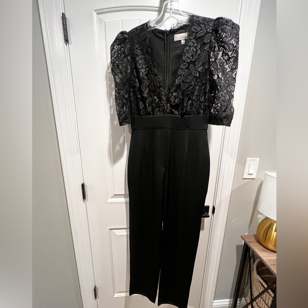 Adelyn Rae Black Lace Jumpsuit